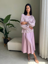 Load image into Gallery viewer, Glimmering Embellished Top with Crepe Silk Skirt Ensemble