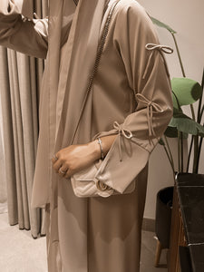 Bows Abaya in Beige