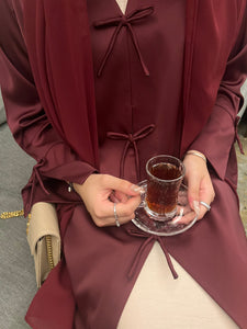 Bows Abaya in Burgundy