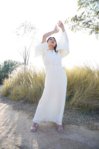 Pleated Off-white Dress