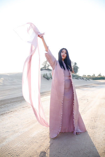 Pleated Purple Abaya